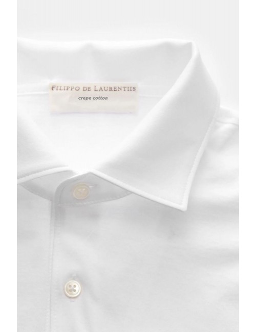 Filippo de Laurentiis polo manga corta en crepe ice cotton blanco