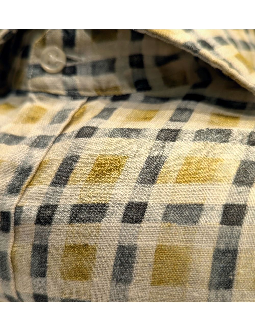 ALTEMFLOWER Camisa Lino cuadros azul amarillo | Ego Madrid oficial