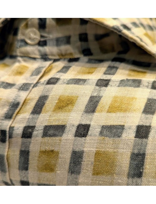 ALTEMFLOWER Camisa Lino cuadros azul amarillo | Ego Madrid oficial