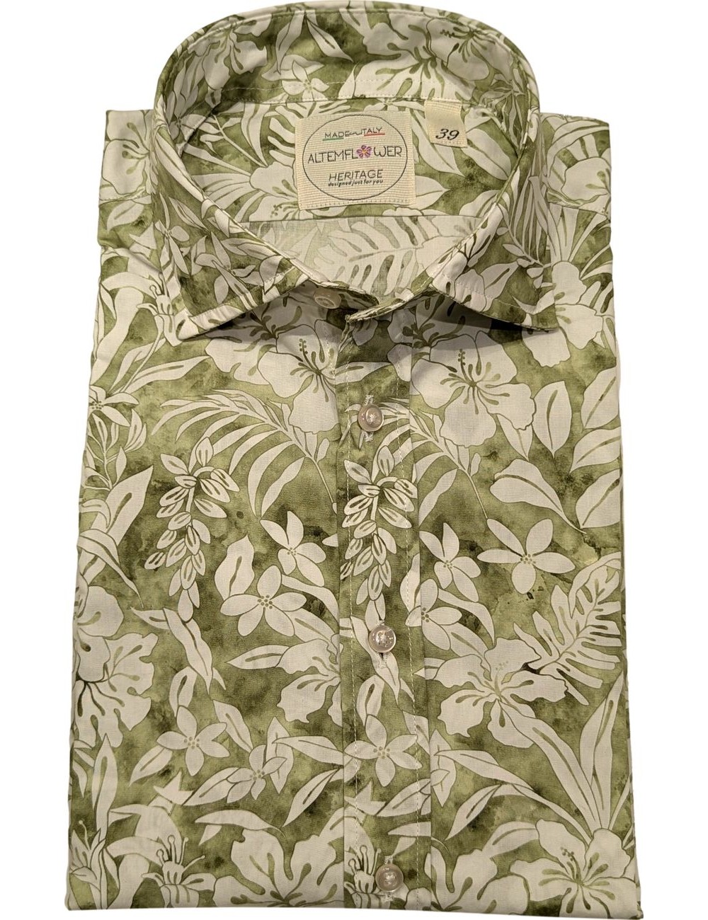 ALTEMFLOWER camisa estampado floral blanco fondo verde