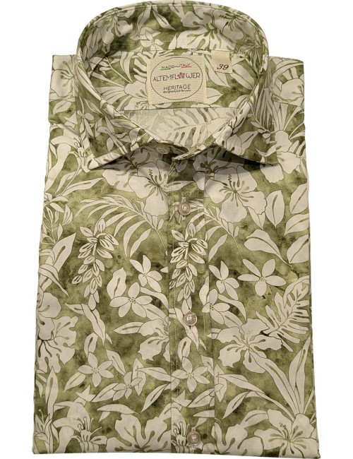 ALTEMFLOWER camisa estampado floral blanco fondo verde