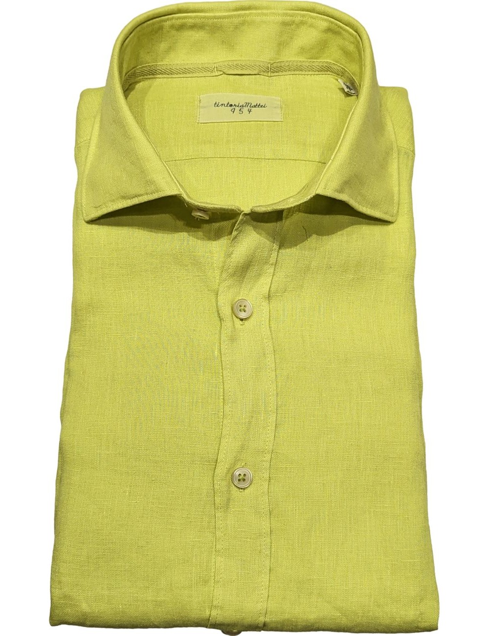 TINTORIA MATTEI Camisa lino verde lima | Ego Madrid tienda oficial