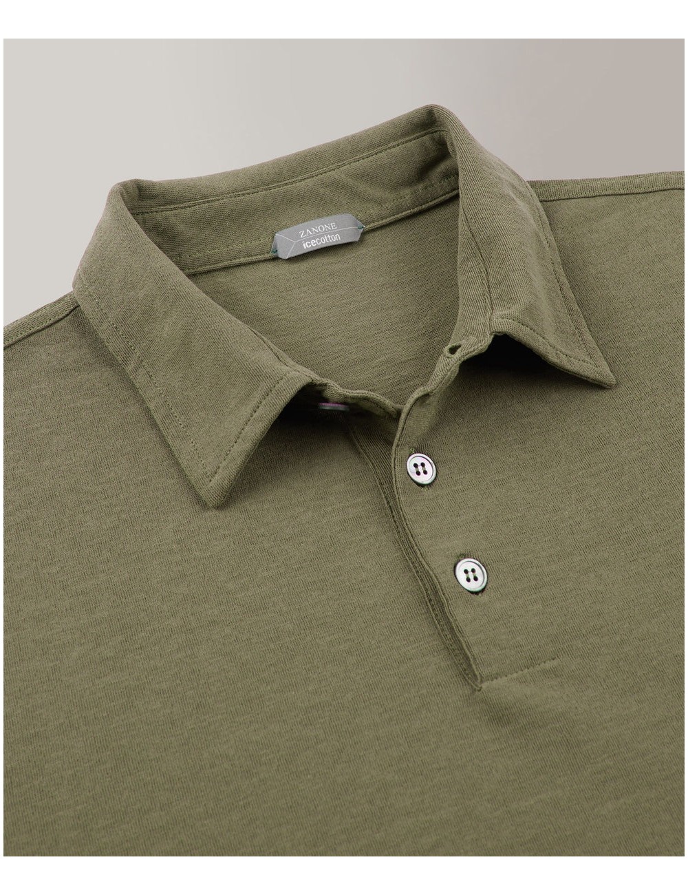 ZANONE polo manga larga IceCotton verde militar