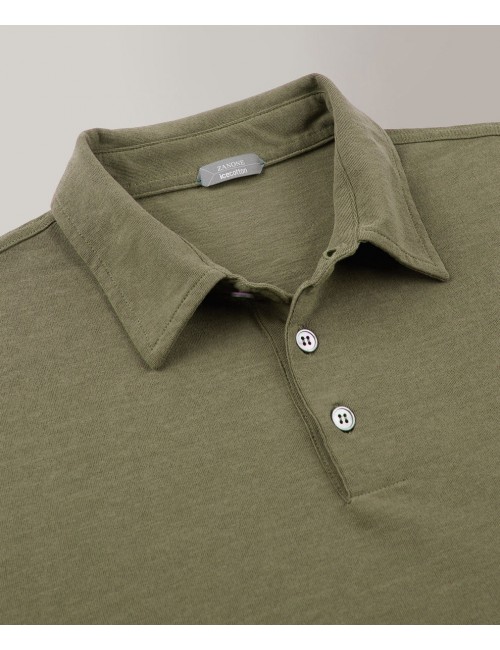 ZANONE polo manga larga IceCotton verde militar