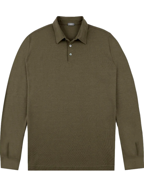 ZANONE polo manga larga IceCotton verde militar