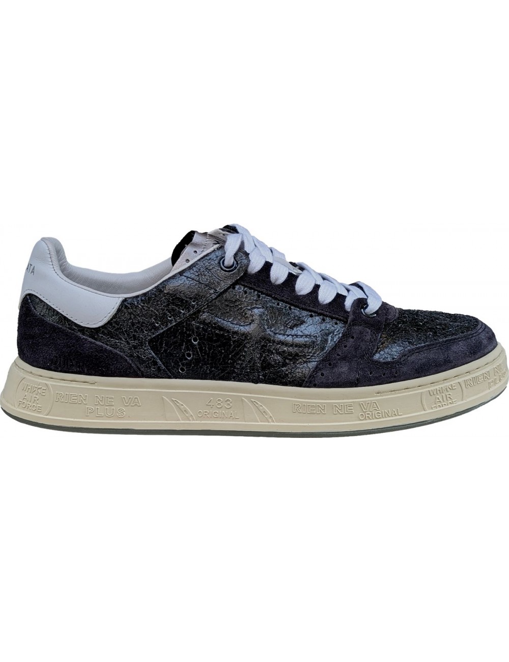 Premiata zapatillas QUINN 7642 negro piel cuarteada Almirante Seis Madrid