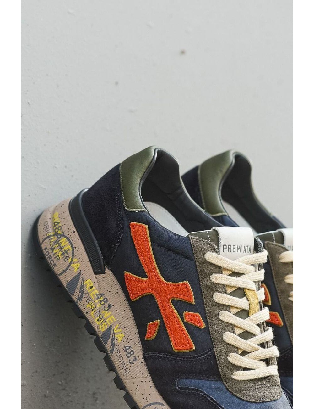 premiata mick 7721 6419 azul y naranja