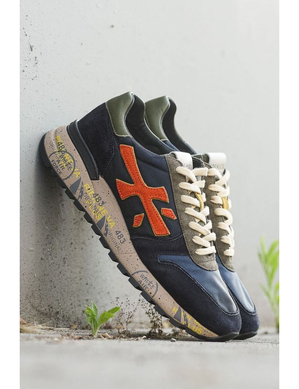 premiata mick 7721 6419 azul y naranja