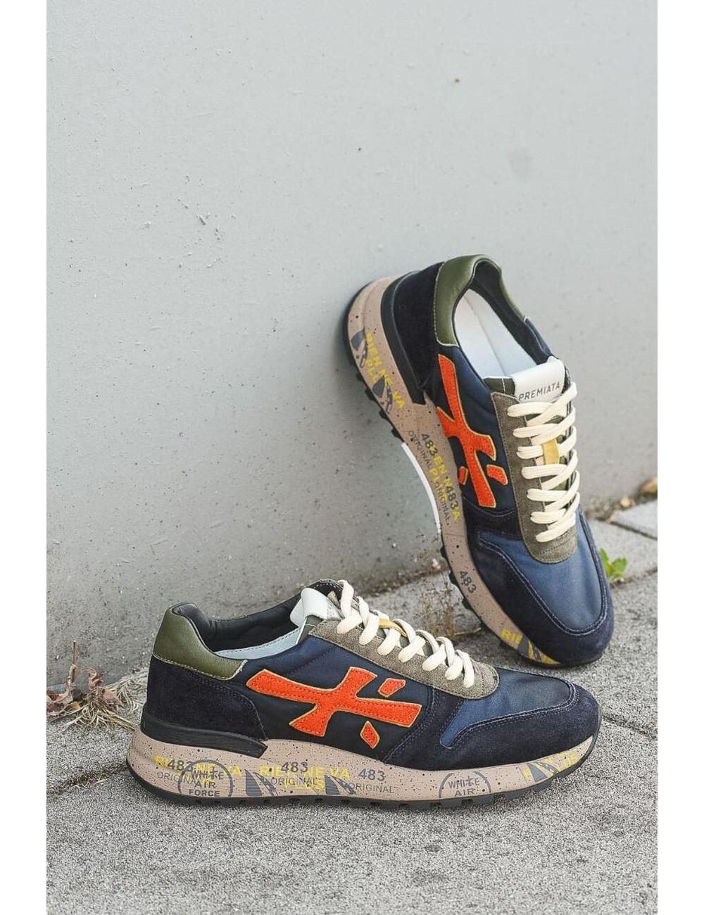 premiata mick 7721 6419 azul y naranja