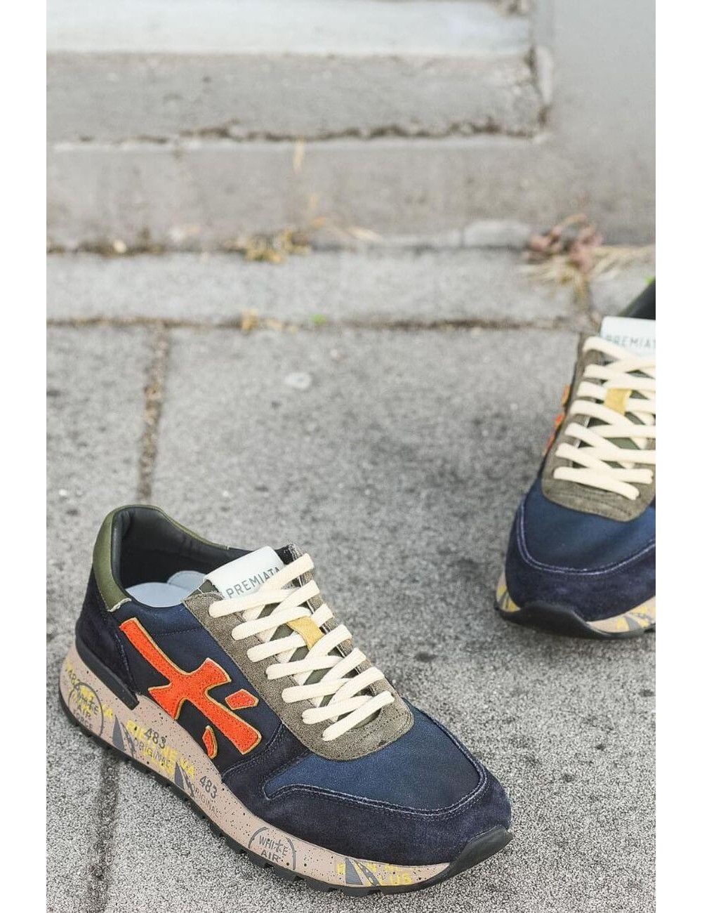 premiata mick 7721 6419 azul y naranja