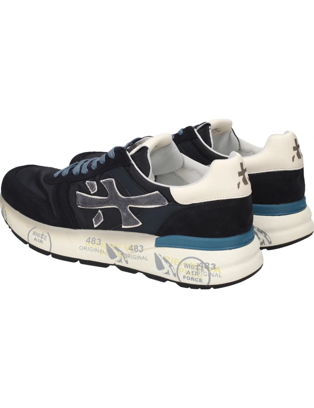 Premiata Mick azul marino logo grid contrastes azul claro 7721