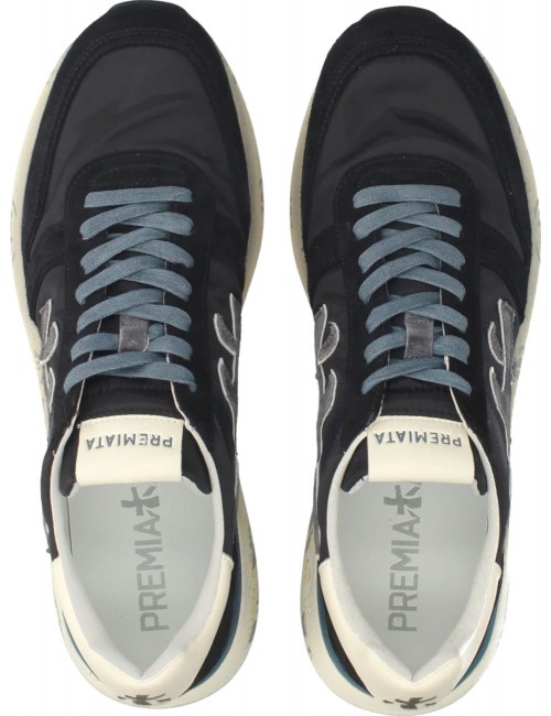 Premiata Mick azul marino logo grid contrastes azul claro 7721