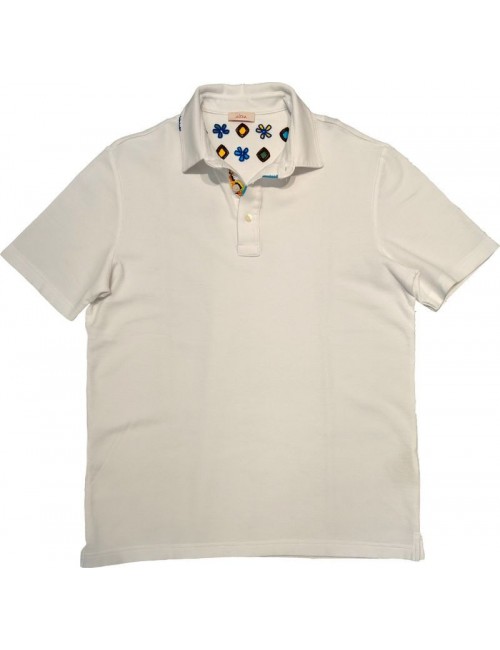 Polo manga corta hombre blanco con detalles en cuello de Altea | Ego