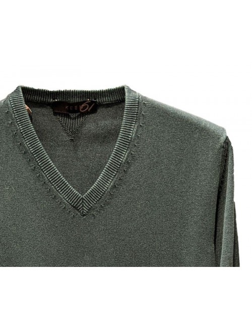 Jersey keen cuello de pico en algodón de color verde