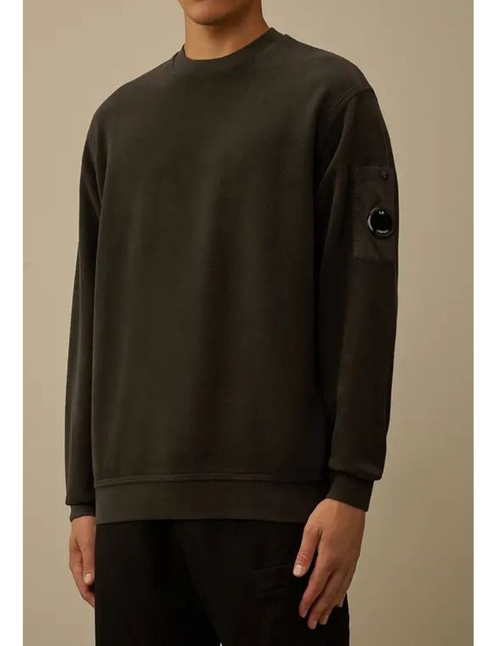 SUDADERA DE CUELLO REDONDO DE FORRO POLAR EN DIAGONAL EMERIZADO Y CEPILLADO