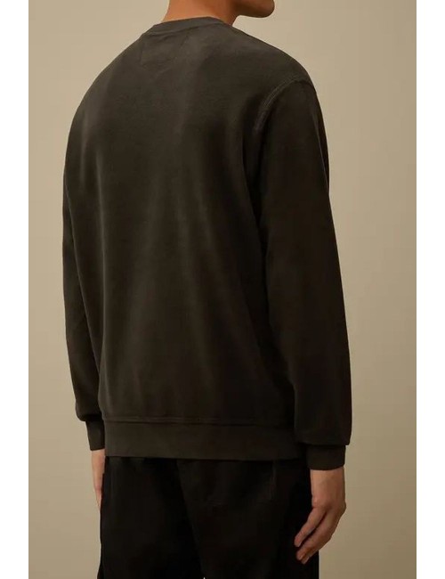 SUDADERA DE CUELLO REDONDO DE FORRO POLAR EN DIAGONAL EMERIZADO Y CEPILLADO