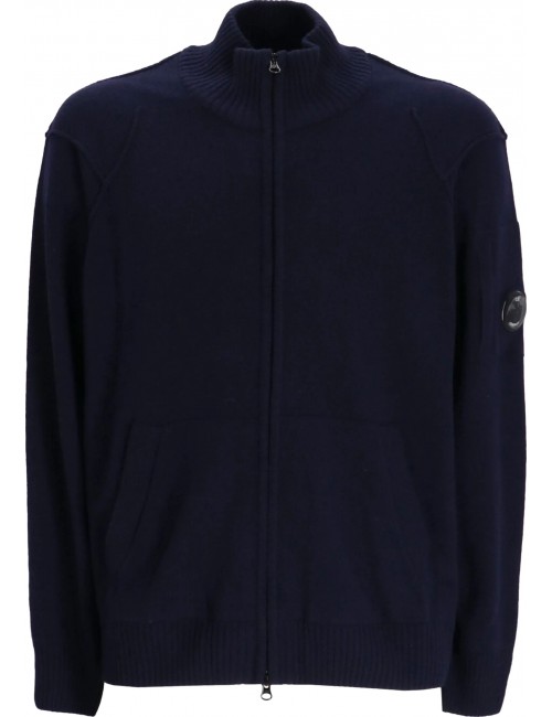 C.P. Company Cárdigan azul de Lambswool con cremallera | Ego Madrid