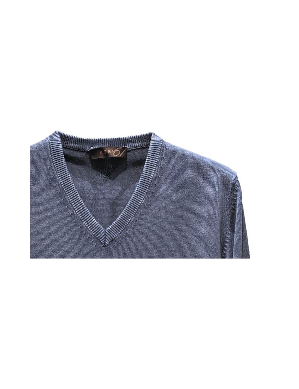 Jersey keen cuello de pico en algodón de color azul