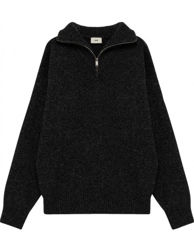 AUTRY Jersey Mouline de punto media cremallera color negro melange
