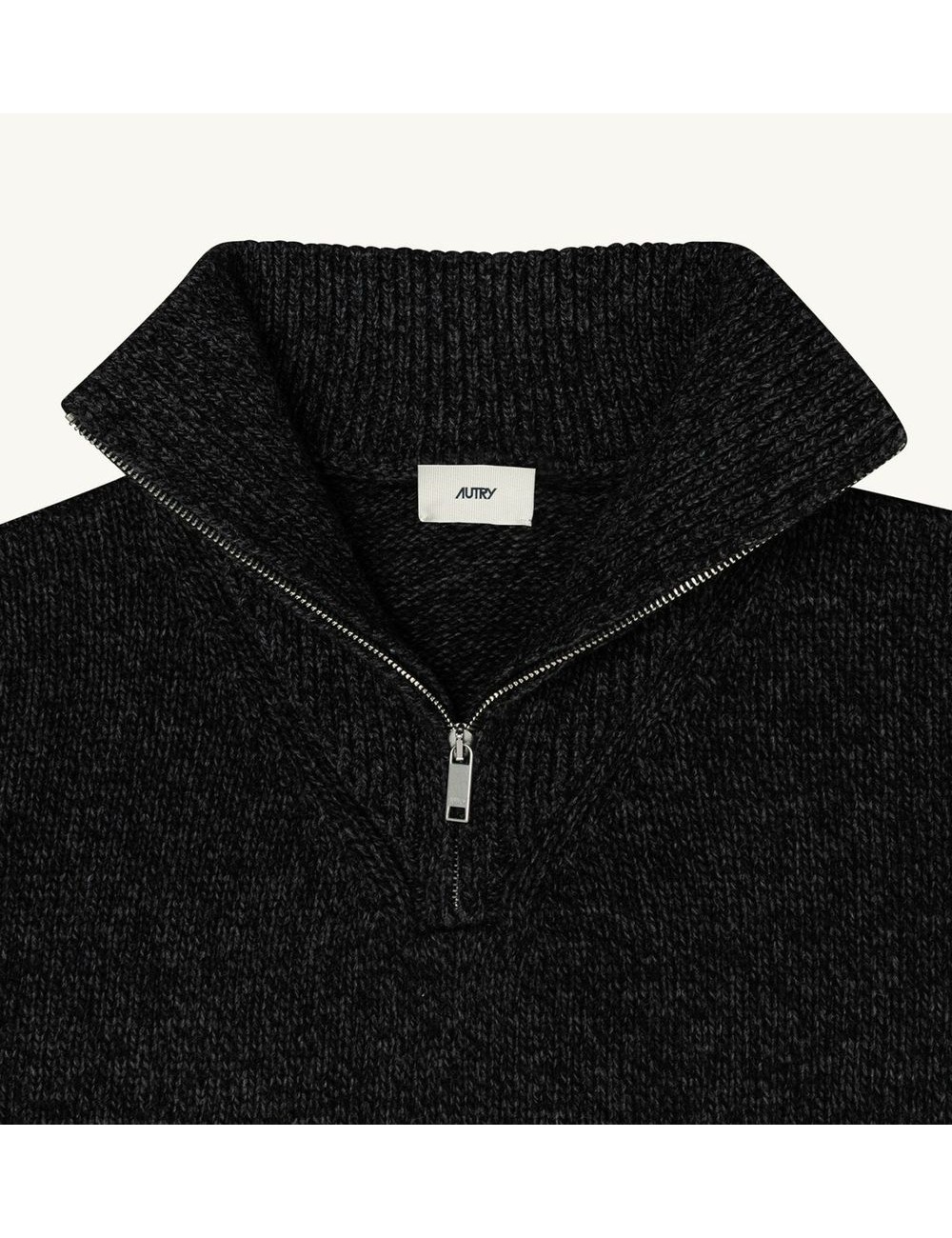 AUTRY Jersey Mouline de punto media cremallera color negro melange