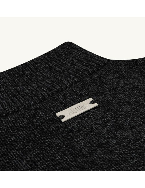 AUTRY Jersey Mouline de punto media cremallera color negro melange