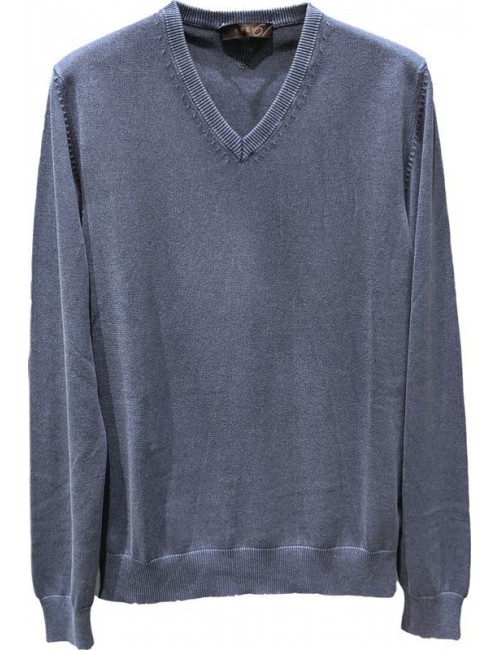 Jersey keen cuello de pico en algodón de color azul