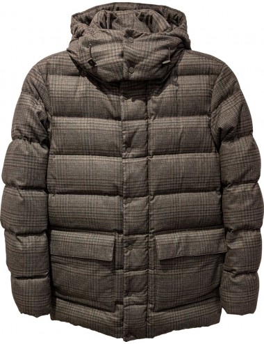 HERNO Chaquetón de plumas cuadros marrones | Almirante Seis Madrid