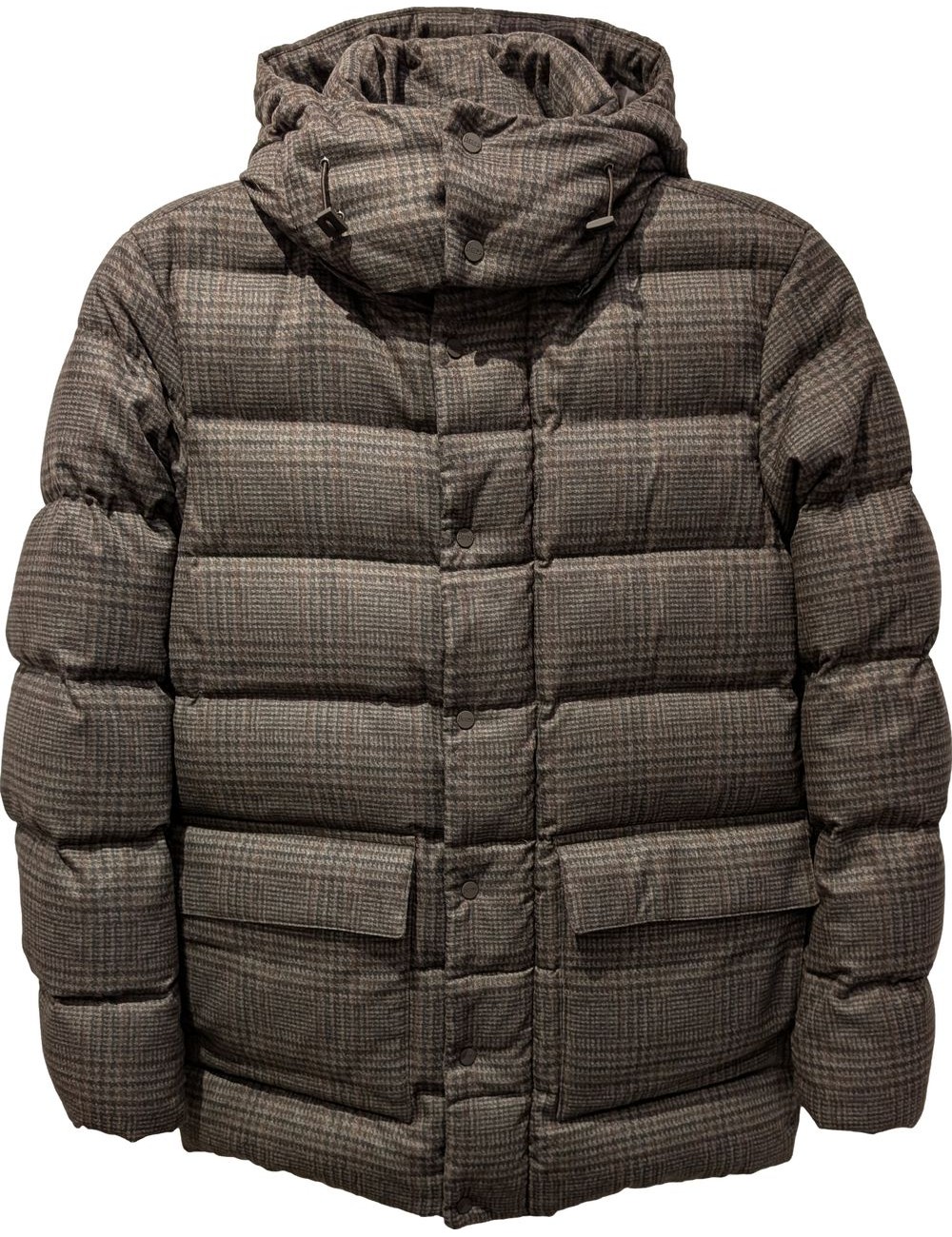 HERNO Chaquetón de plumas cuadros marrones | Almirante Seis Madrid