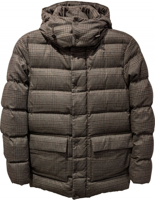 HERNO Chaquetón de plumas cuadros marrones | Almirante Seis Madrid