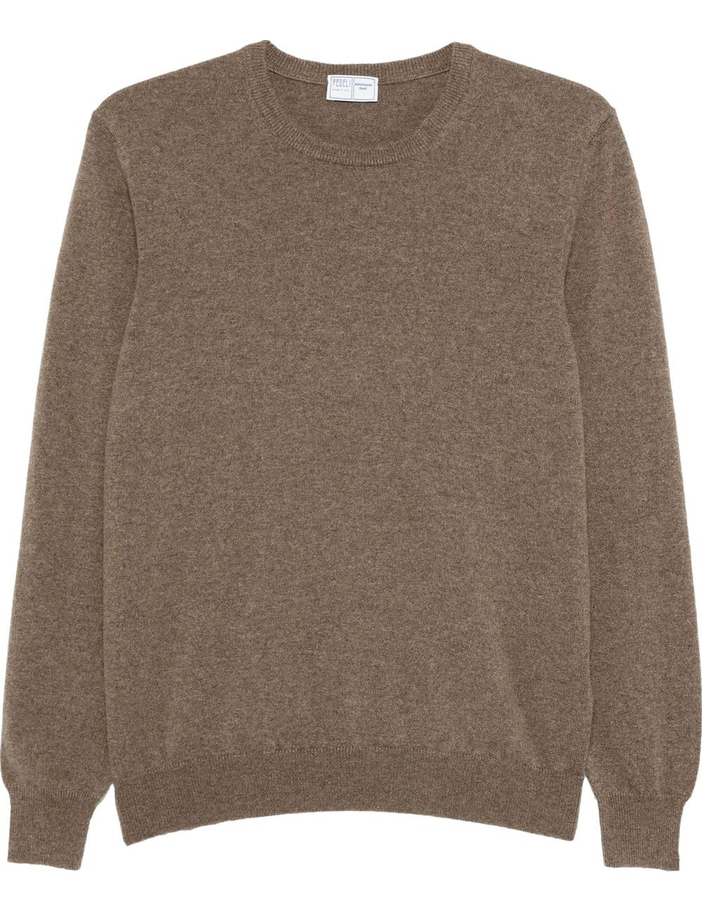 FEDELI jersey lana cuello redondo tacto cashmere marrón