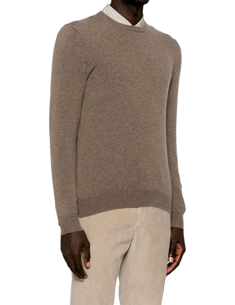 FEDELI jersey lana cuello redondo tacto cashmere marrón