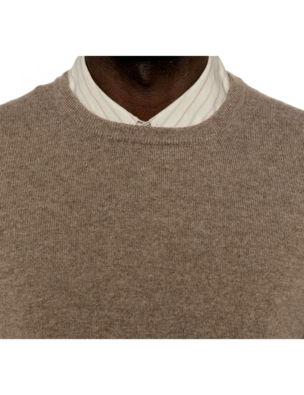 FEDELI jersey lana cuello redondo tacto cashmere marrón