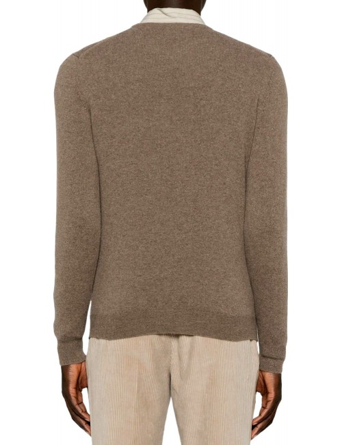 FEDELI jersey lana cuello redondo tacto cashmere marrón