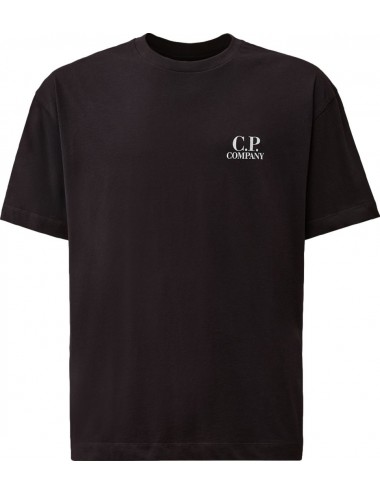C.P. COMPANY Camiseta manga corta azul marino 30/1 doble logo