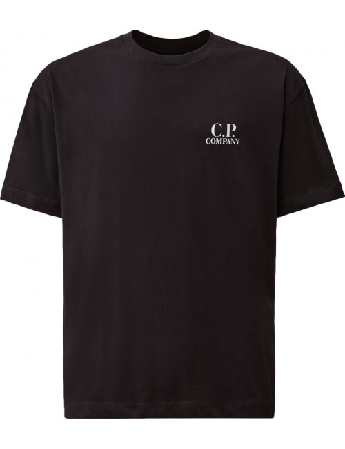 C.P. COMPANY Camiseta manga corta azul marino 30/1 doble logo