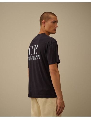 C.P. COMPANY Camiseta manga corta azul marino 30/1 doble logo 2