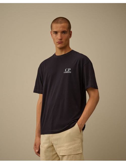 C.P. COMPANY Camiseta manga corta azul marino 30/1 doble logo