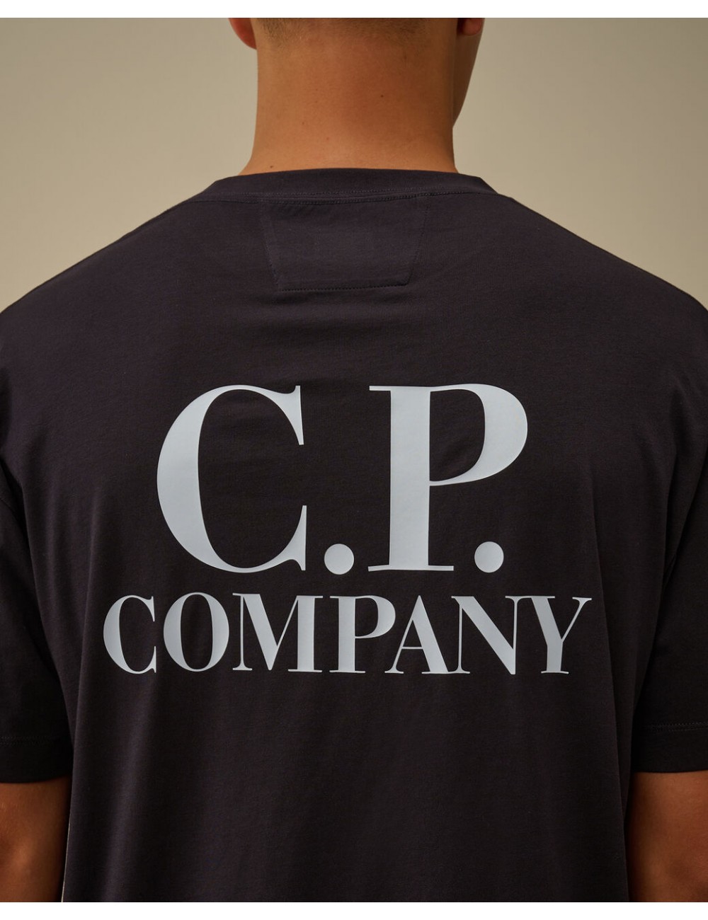C.P. COMPANY Camiseta manga corta azul marino 30/1 doble logo