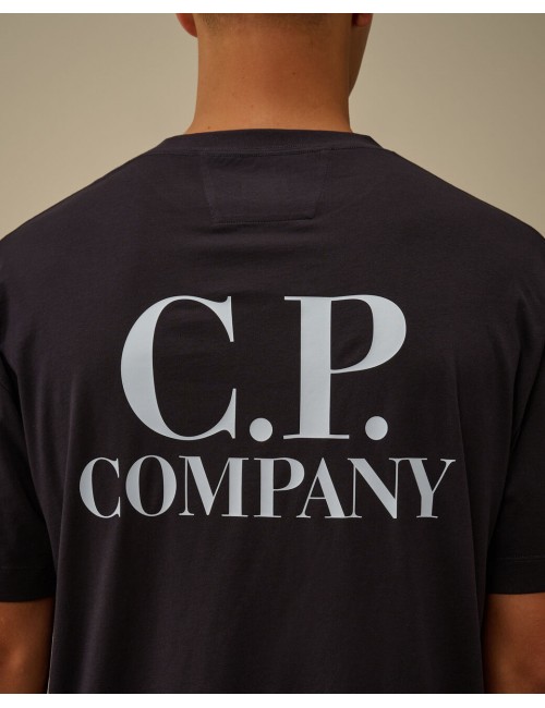 C.P. COMPANY Camiseta manga corta azul marino 30/1 doble logo