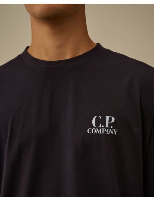 C.P. COMPANY Camiseta manga corta azul marino 30/1 doble logo