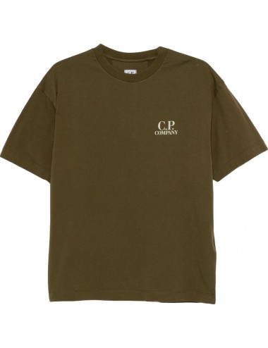 C.P. COMPANY Camiseta manga corta verde 30/1 doble logo