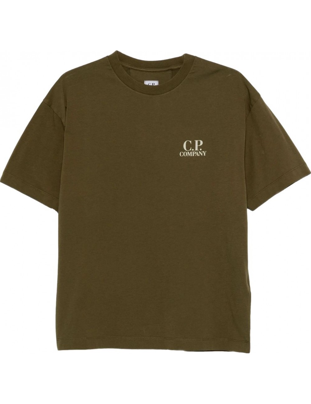 C.P. COMPANY Camiseta manga corta verde 30/1 doble logo