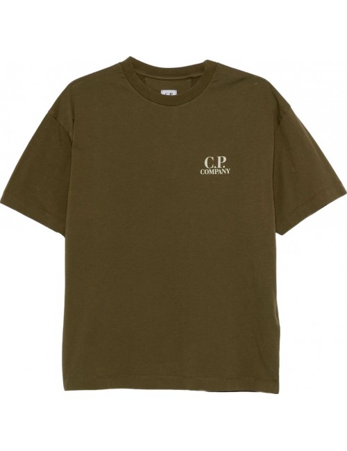 C.P. COMPANY Camiseta manga corta verde 30/1 doble logo