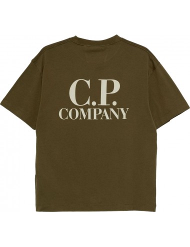 C.P. COMPANY Camiseta manga corta verde 30/1 doble logo 2