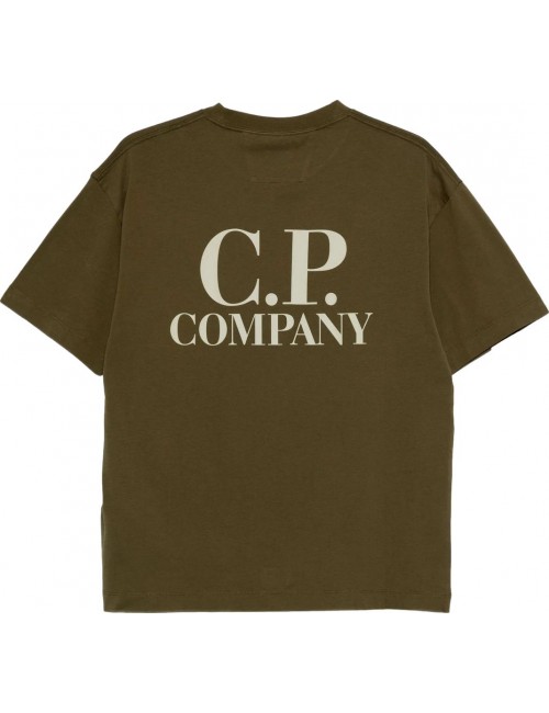 C.P. COMPANY Camiseta manga corta verde 30/1 doble logo