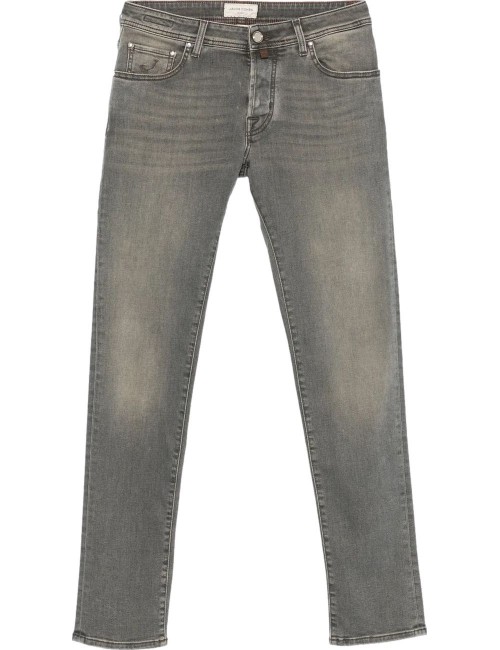 Jacob Cohën jeans Bard Fast gris empolvada con pespuntes marrones