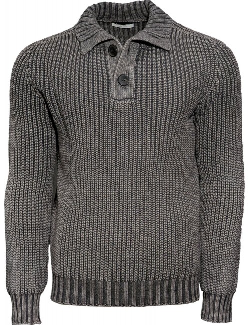 Arovescio Polo gris grafito con botones tinto Stone