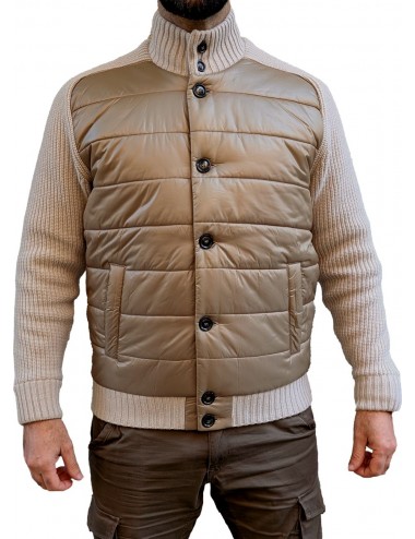 FERRANTE Royal Red Chaqueta híbrida punto y nailon 2
