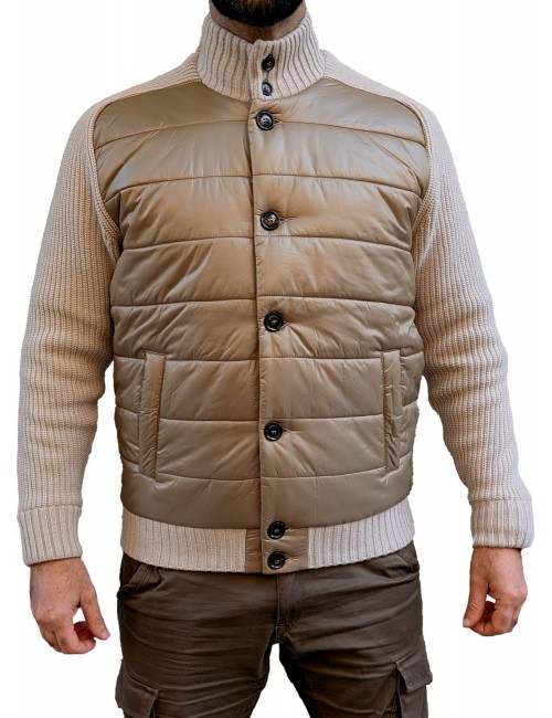 FERRANTE Royal Red Chaqueta híbrida punto y nailon