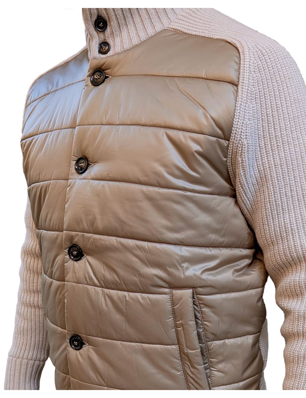 FERRANTE Royal Red Chaqueta híbrida punto y nailon